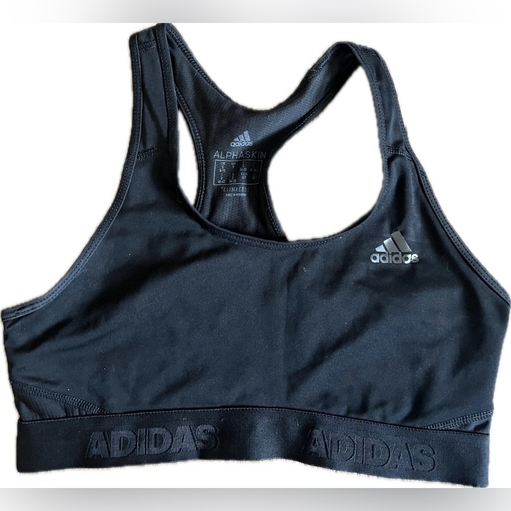 Adidas Black Racerback Alphaskin Climacool Sports Bra. Women’s size Small - Picture 2 of 6